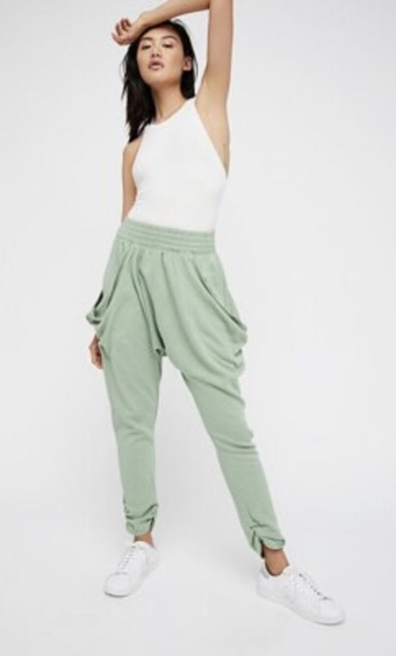 Free People FP Beach Green Harem Pants Oversized Pockets Boho Lounge